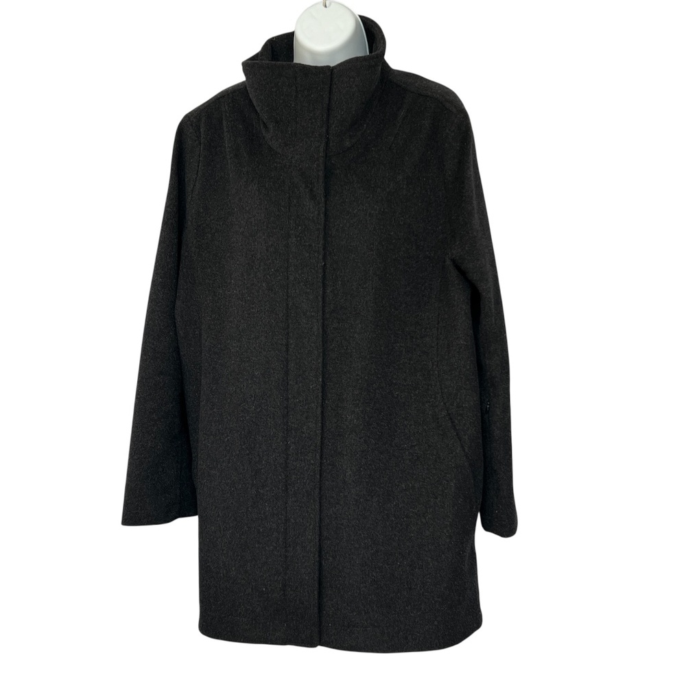 Pendleton Wool Coat Womens Size L Dark Grey Full Zipper w. Snaps Funnel Neckline